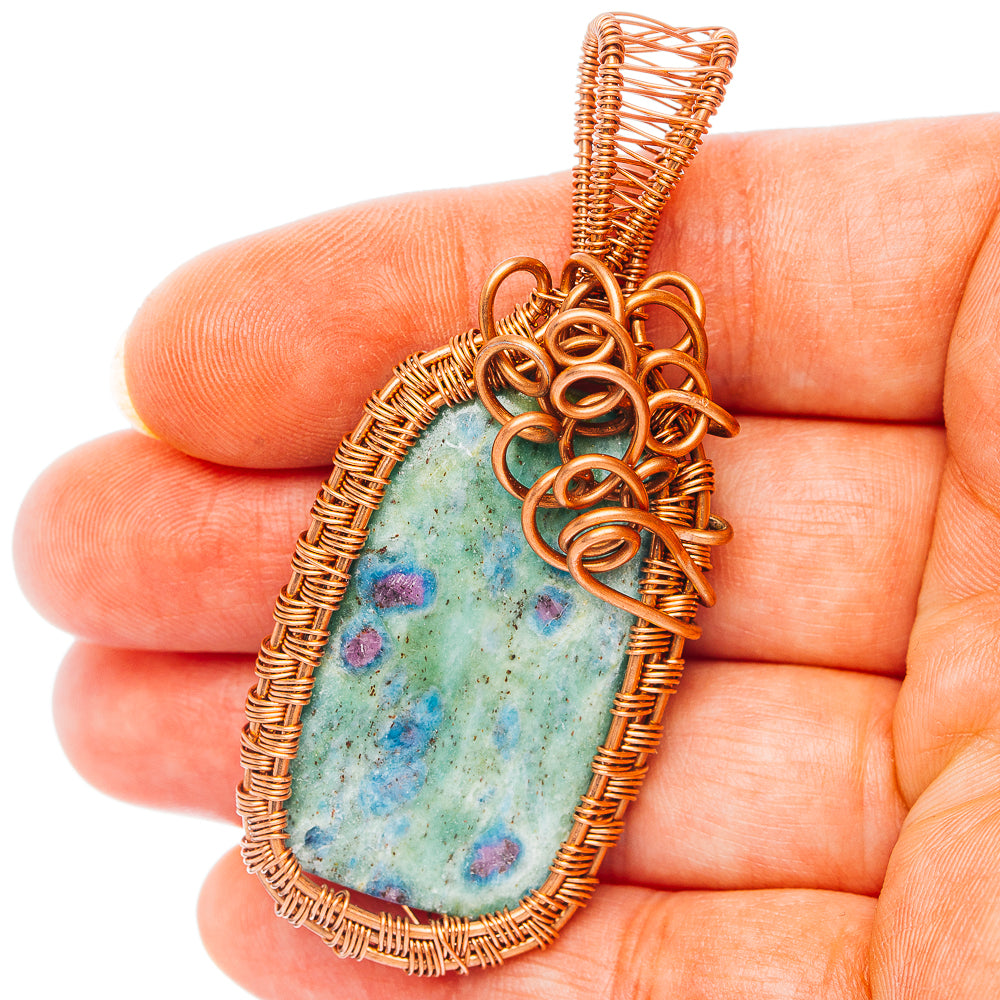 Ruby Fuchsite Wire Wrap Pendant 2 1/2" (Copper)