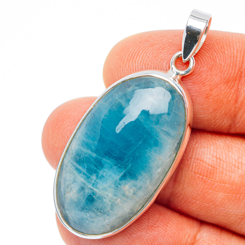 Premium Aquamarine Pendant 1 3/4" (.925 Sterling Silver)