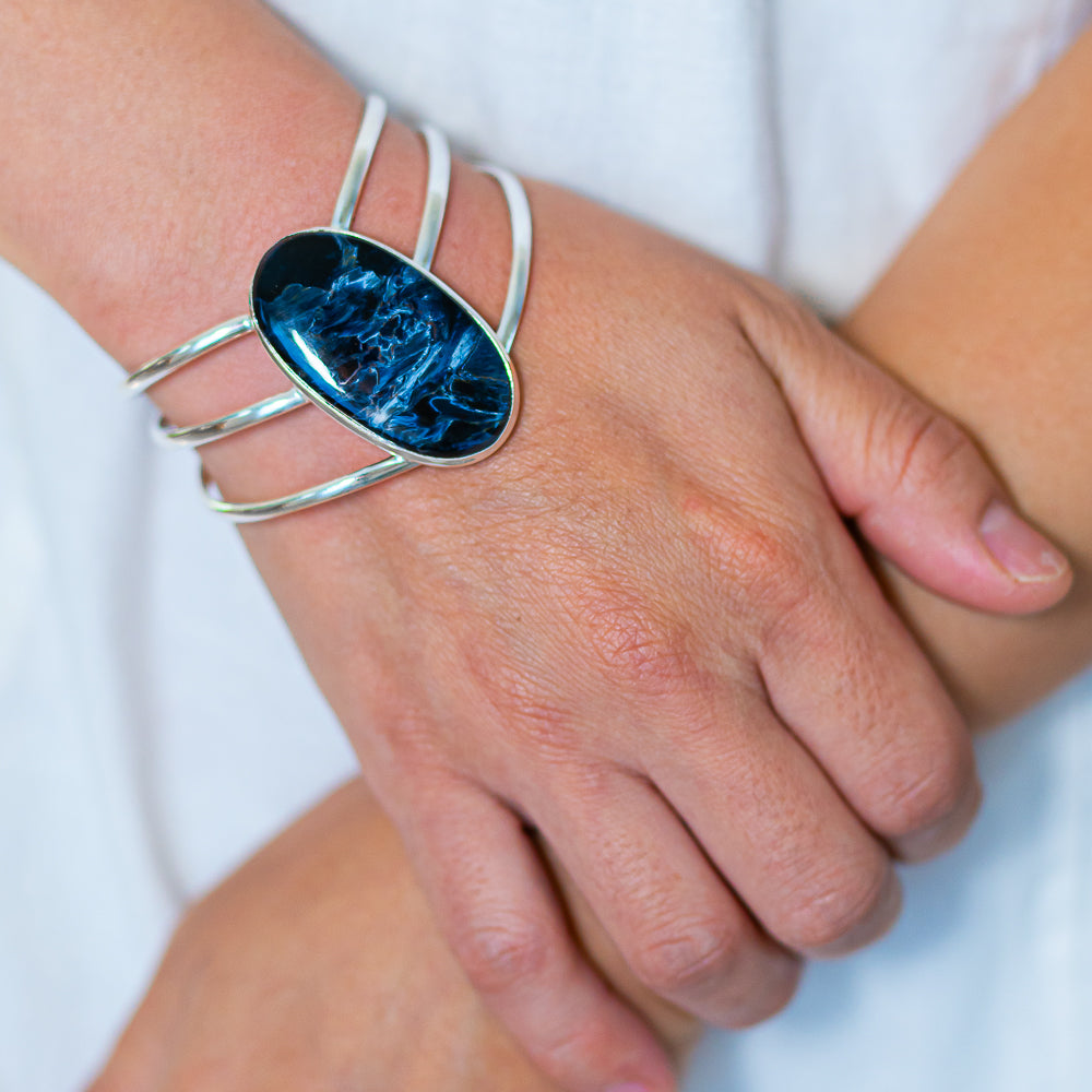 Pietersite 925 Sterling Silver Cuff Bracelet Adjustable Ana Silver Co