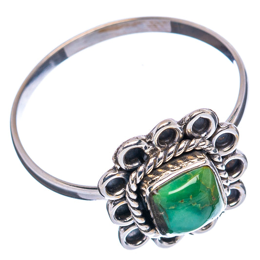 Palomino sterling silver ring with green turquoise oval and rope detail, side view