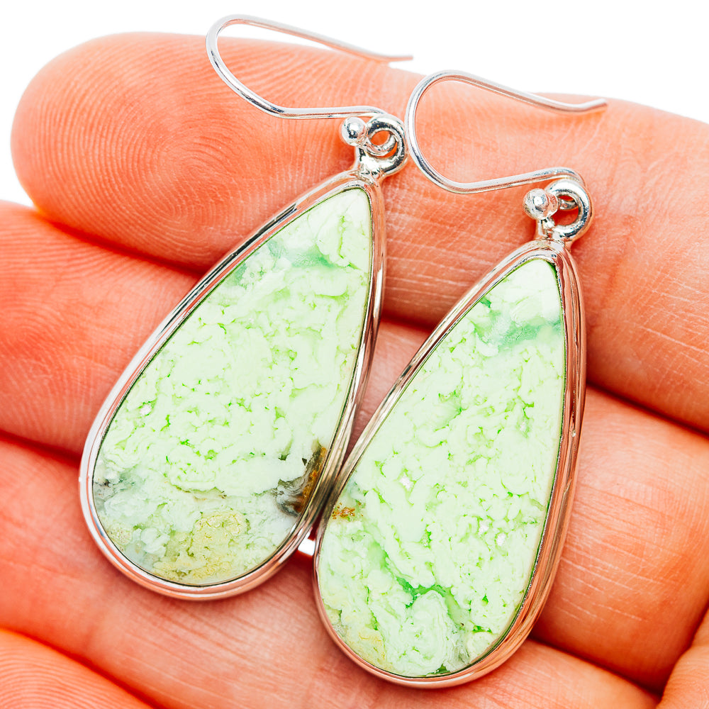 Premium Lemon Chrysoprase Earrings 1 7/8" (.925 Sterling Silver)