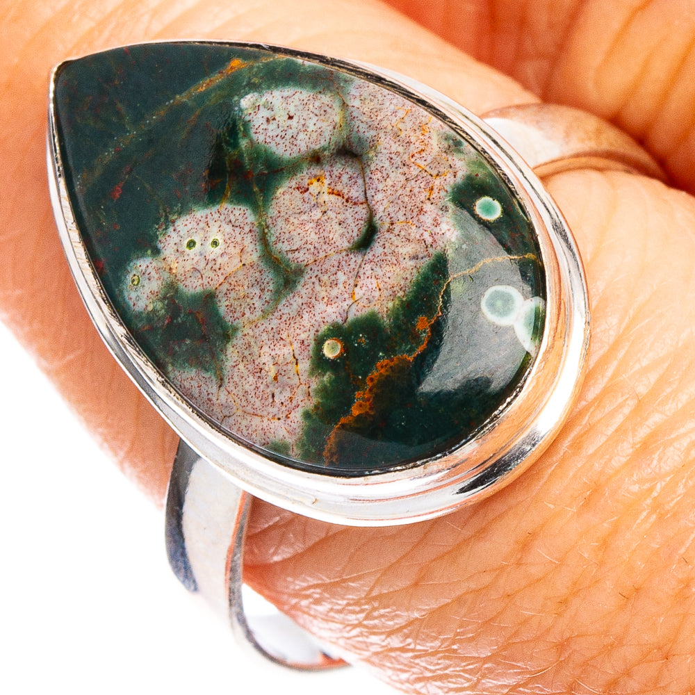 Ocean Jasper Ring Size 9.75 (.925 Sterling Silver)