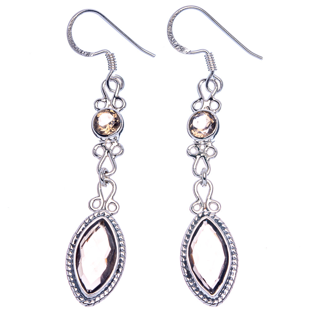 Premium Smoky Quartz Earrings 2 1/4" (925 Sterling Silver) E1192