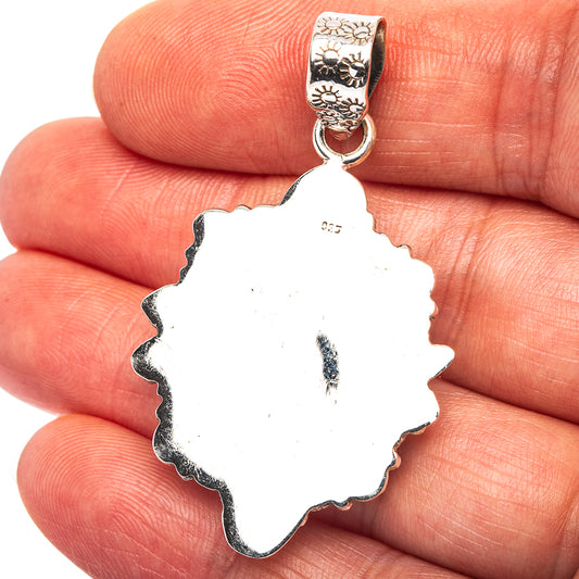 Exclusive Southwestern Style Hubei Turquoise Pendant 1 7/8" (.925 Sterling Silver)