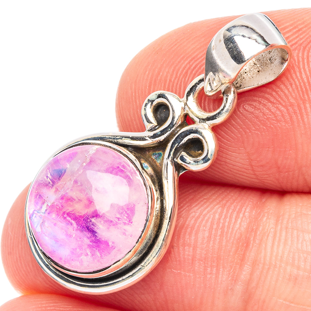 Pink Moonstone Pendant 1 1/8" (925 Sterling Silver) P44729