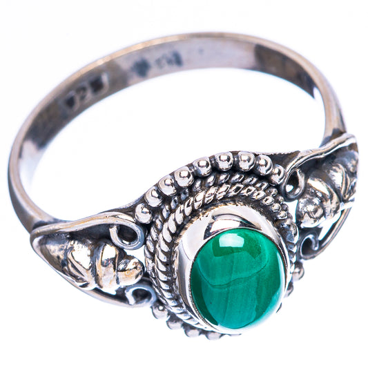 Malachite Dainty Ring Size 8.25 (925 Sterling Silver) R5098