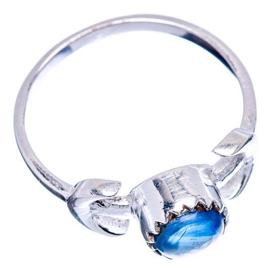 Sterling silver dainty ring with blue kyanite oval stone and twisted band