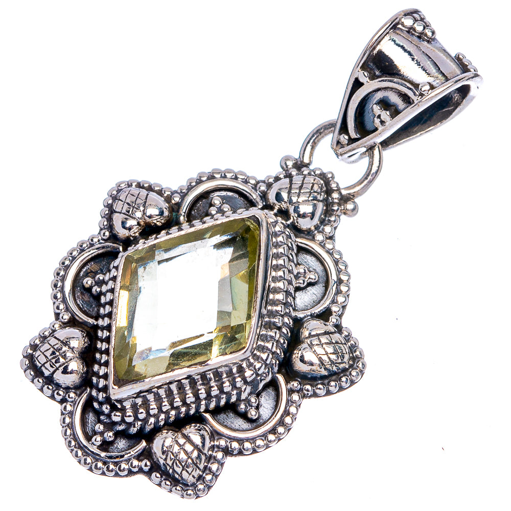 Lemon Quartz Pendant 1 1/4" (925 Sterling Silver) P40335