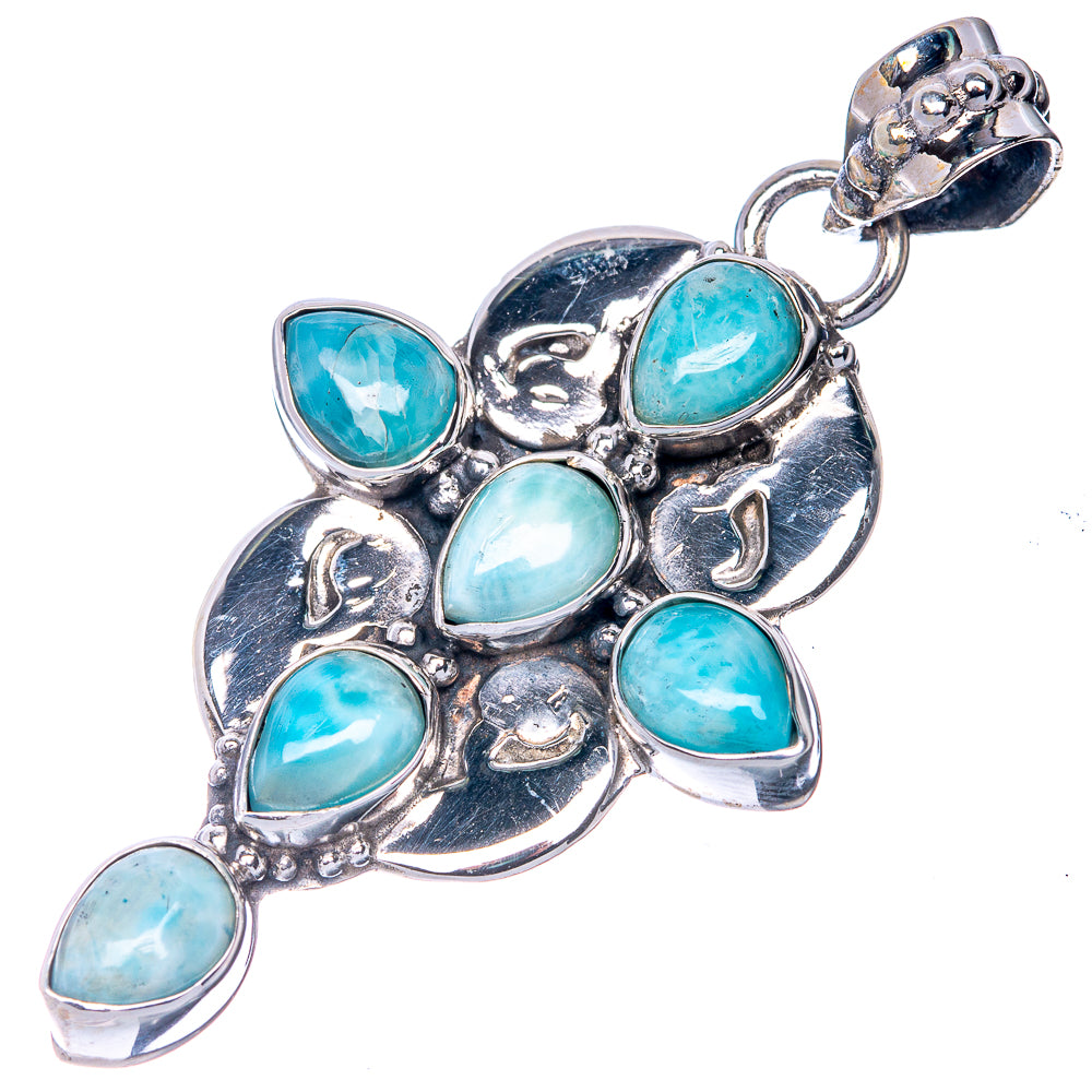 Larimar Cross Pendant 1 7/8" (925 Sterling Silver) P40800