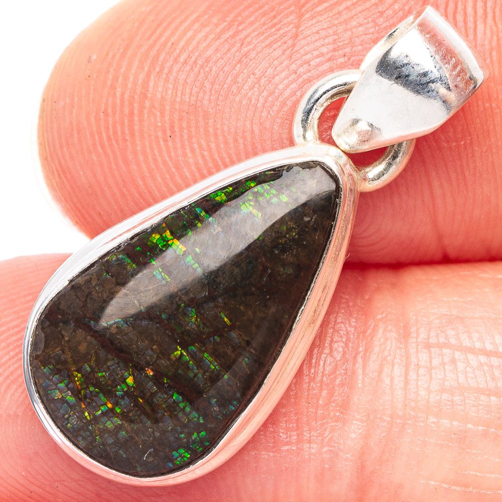 Rare Ammolite Pendant 1 1/8" (925 Sterling Silver) P44306