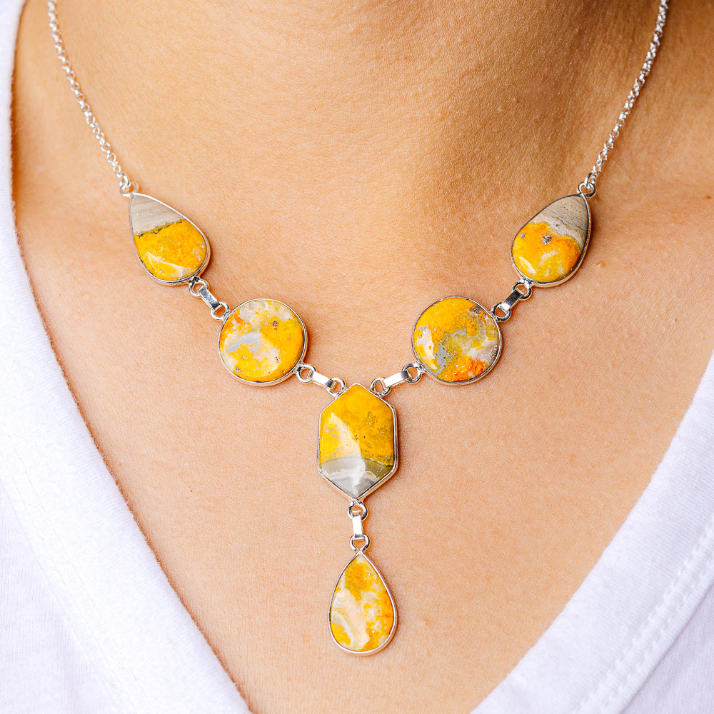 Bumble Bee Jasper Necklace 16.5 (925 Sterling Silver) N90181