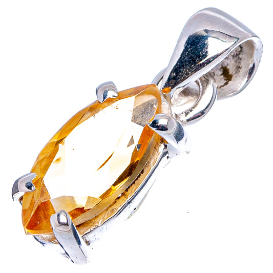 Faceted citrine pendant in .925 sterling silver with faceted yellow stone, open prongs