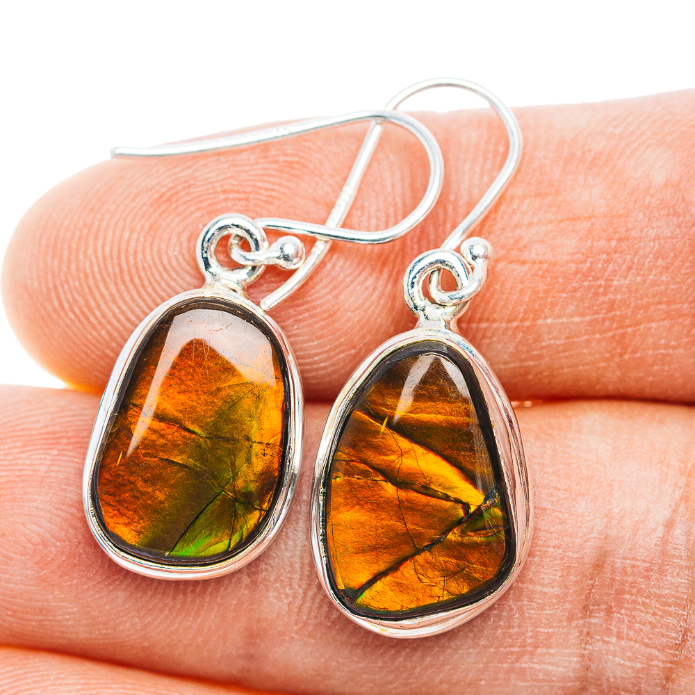Premium Canadian Ammolite Earrings 1 3/8" (.925 Sterling Silver)