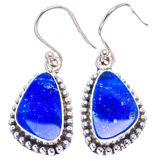 Pair of blue teardrop opal earrings in .925 sterling silver with hook backs