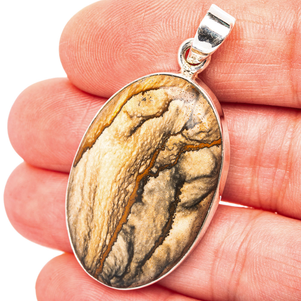 Picture Jasper Pendant 1 3/4" (.925 Sterling Silver)