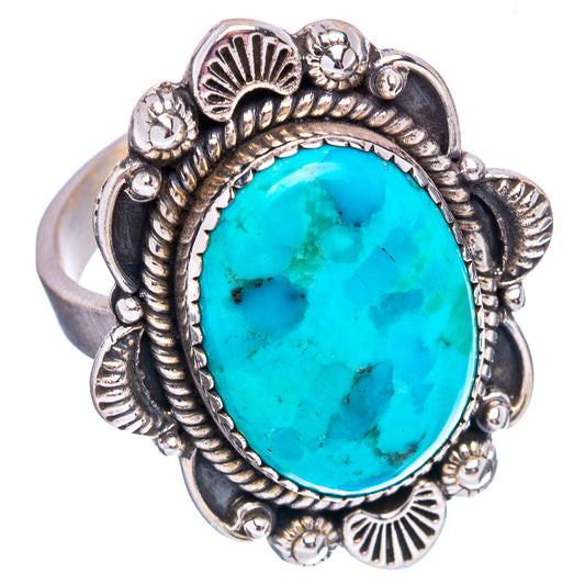 Turquoise oval ring with .925 sterling silver filigree and scalloped engraved edges