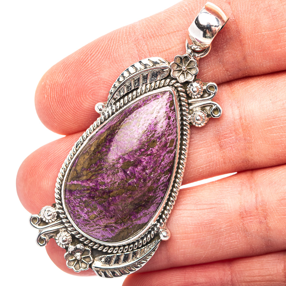 Premium Southwestern Style Purpurite Pendant 2 1/4" (.925 Sterling Silver)