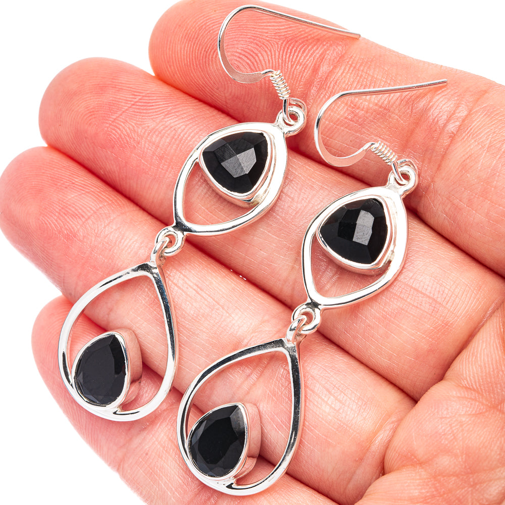 Premium Black Onyx Earrings 2 3/8" (925 Sterling Silver) E2500