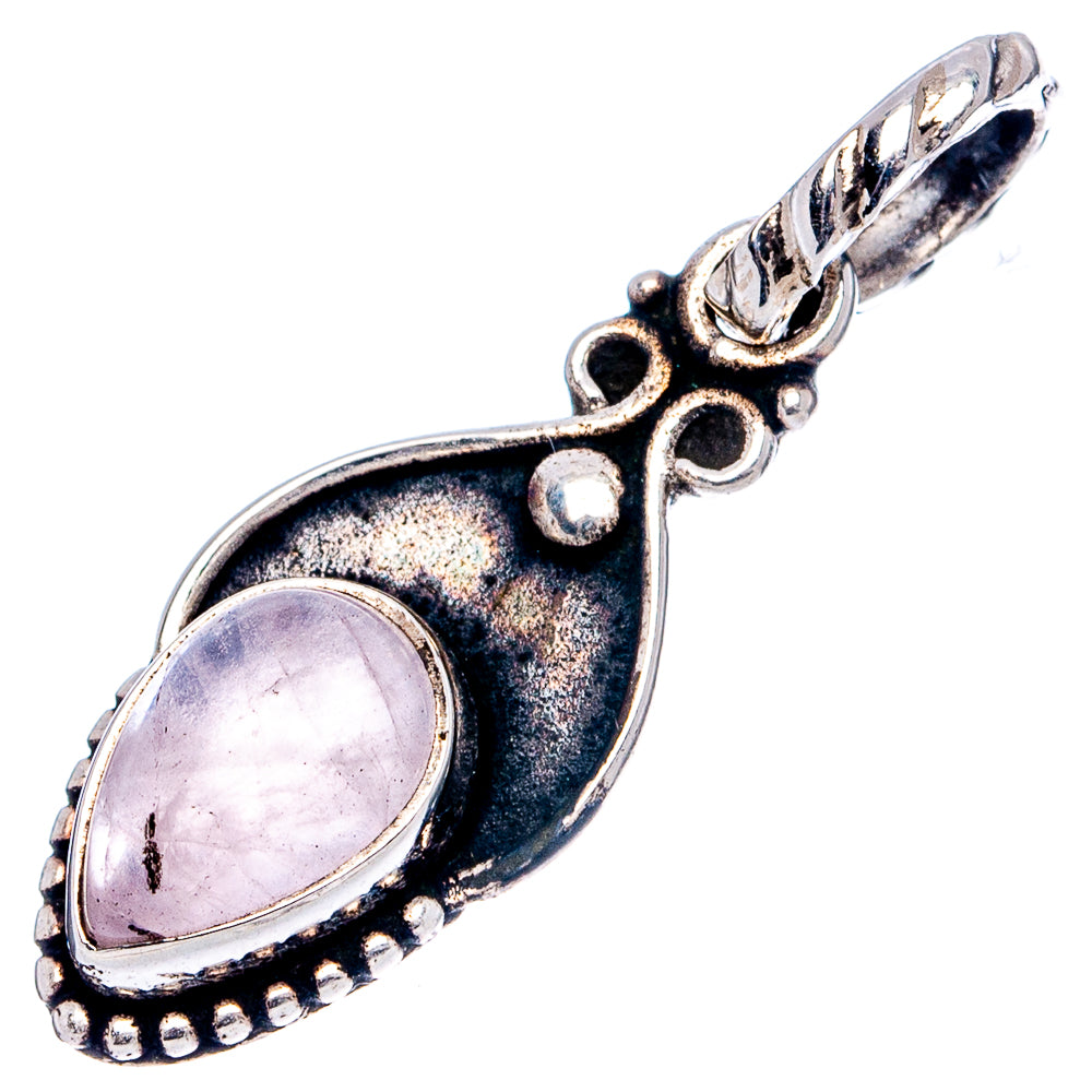 Rose Quartz Dainty Pendant 1 1/8" (.925 Sterling Silver)