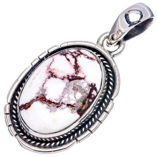Oval Wild Horse jasper pendant with silver bail, rope-edge bezel and textured frame
