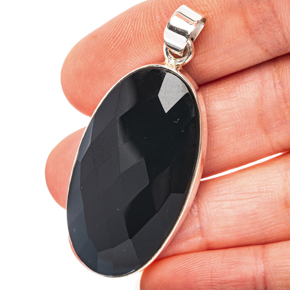 Black Onyx Pendant 1 7/8" (.925 Sterling Silver)