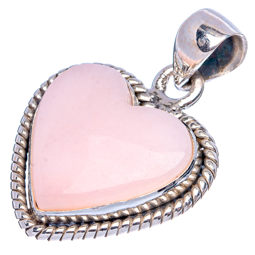 Pink Opal Heart Pendant 1 1/8" (925 Sterling Silver) P43390