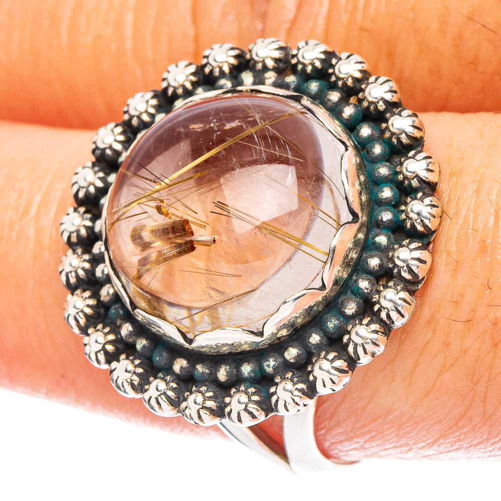 Rutilated Quartz 925 Sterling Silver Ring Size 8.75 (925 Sterling Silver) R6097