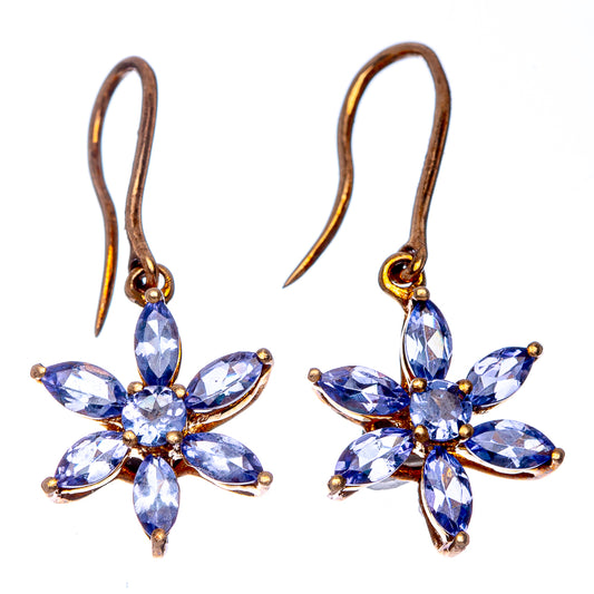 10k Gold Faceted Tanzanite Earrings 1 1/8" (925 Sterling Silver) E433160