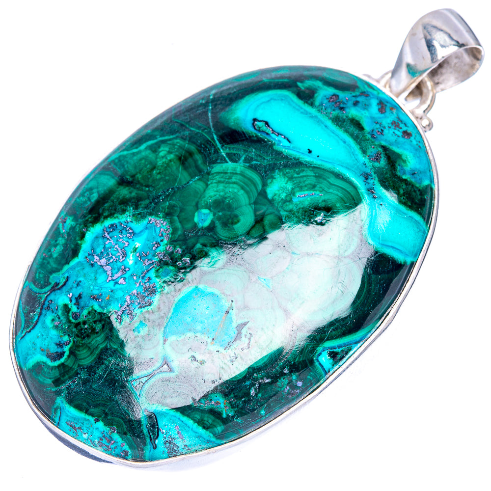 Malachite In Chrysocolla Pendant 2 1/8" (925 Sterling Silver) P40610