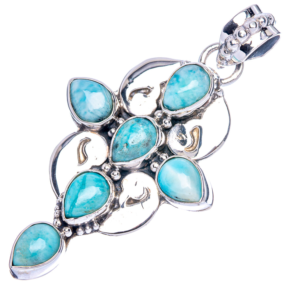 Larimar Cross Pendant 1 7/8" (925 Sterling Silver) P41755