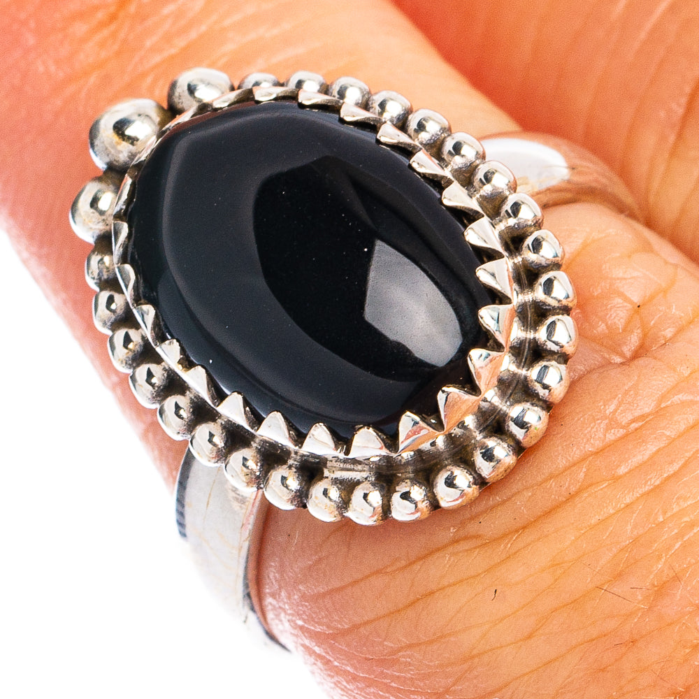 Black Onyx Ring Size 6.75 (925 Sterling Silver) R8510