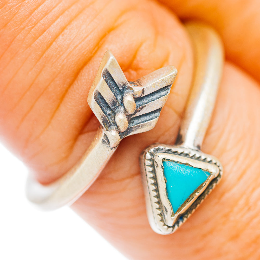 Mojave Turquoise Arrow Ring Size 8 Adjustable (.925 Sterling Silver)