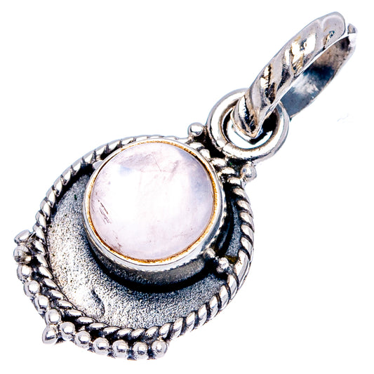 Rose quartz pendant, .925 sterling silver oval bezel with pale pink stone and loop bail