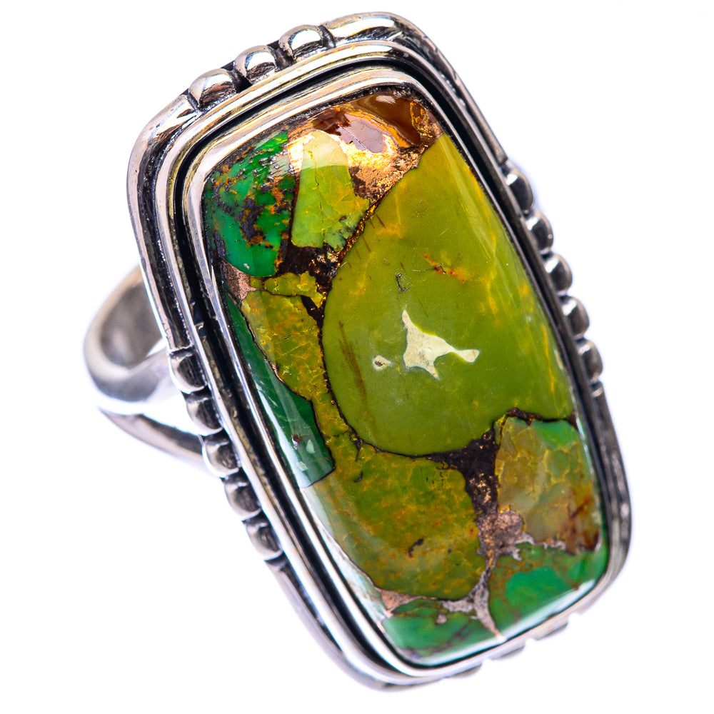 Large Green Copper Composite Turquoise Ring Size 8.5 (925 Sterling Silver) R141228