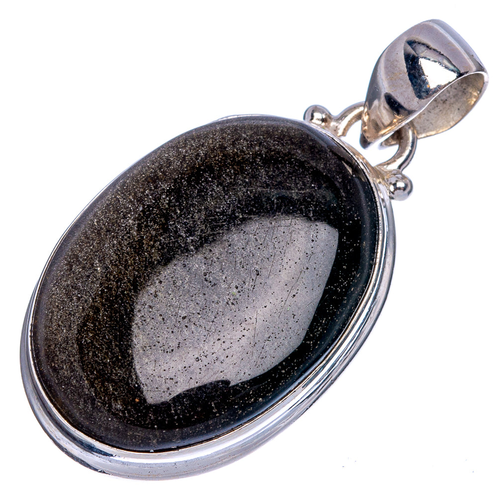 Gold Sheen Obsidian Pendant 1 1/2" (925 Sterling Silver) P40353