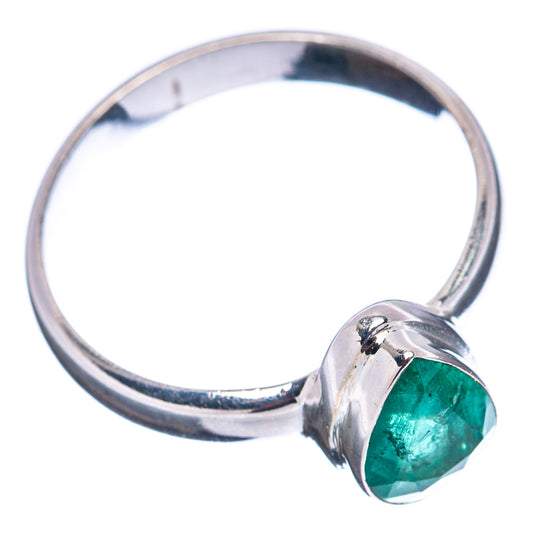 Sterling silver emerald ring with green teardrop stone, size 7