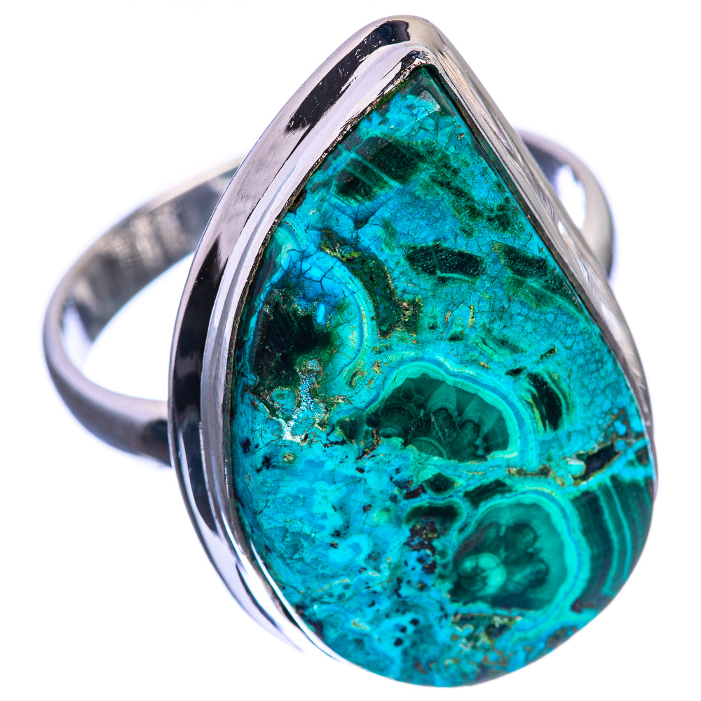 Malachite In Chrysocolla 925 Sterling Silver Ring Size 100