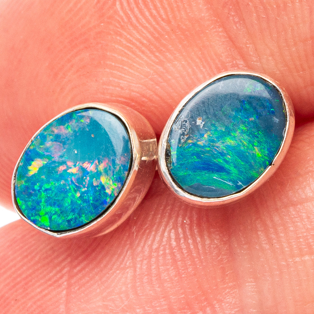 Rare Doublet Opal Earrings 3/8" (925 Sterling Silver) E2666
