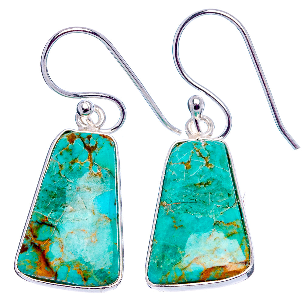 Mohave Turquoise Earrings 1 3/8" (.925 Sterling Silver)