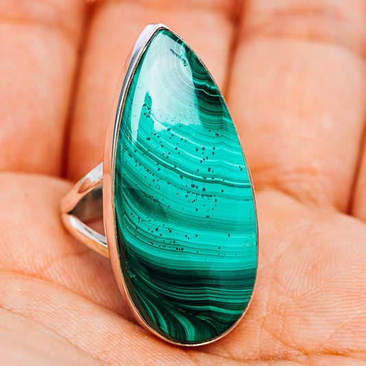 Premium Malachite Ring Size 8 (.925 Sterling Silver)