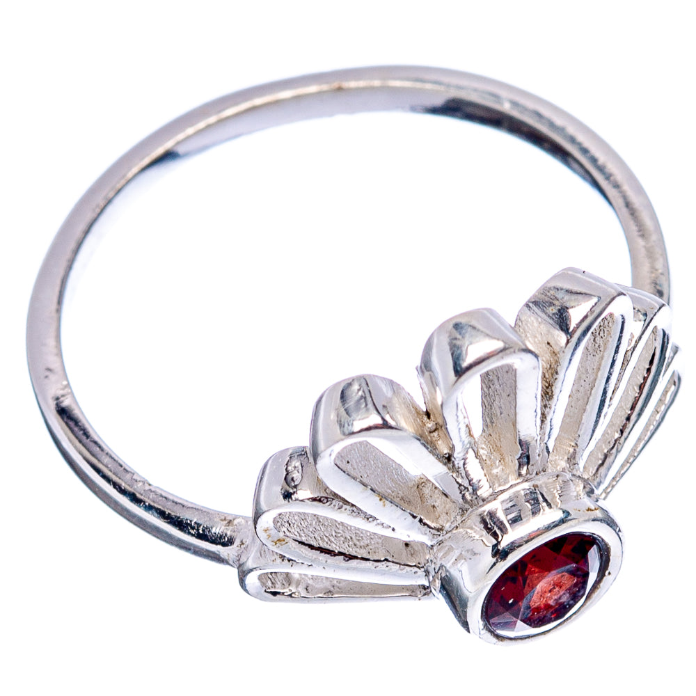 Garnet Daisy Dainty Ring Size 6 (.925 Sterling Silver)