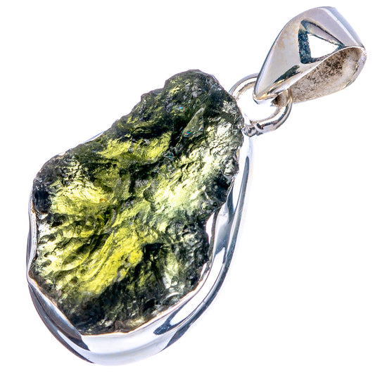 Rare Moldavite Pendant 1 1/4" (925 Sterling Silver) P43380