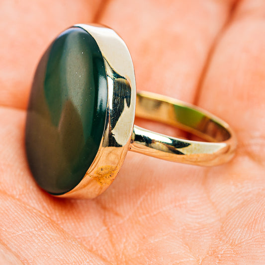 Nephrite Jade Ring Size 9 (German Silver)