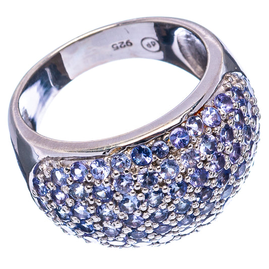 Sterling silver ring with domed pavé tanzanite stones