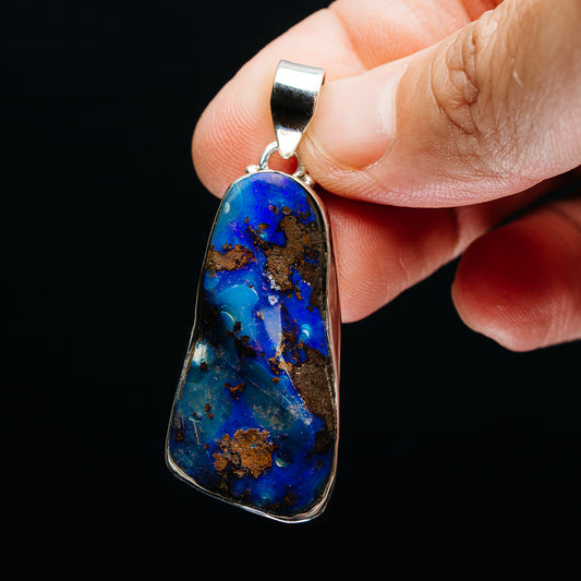 Premium Australian Boulder Opal Pendant 2 1/8" (.925 Sterling Silver)