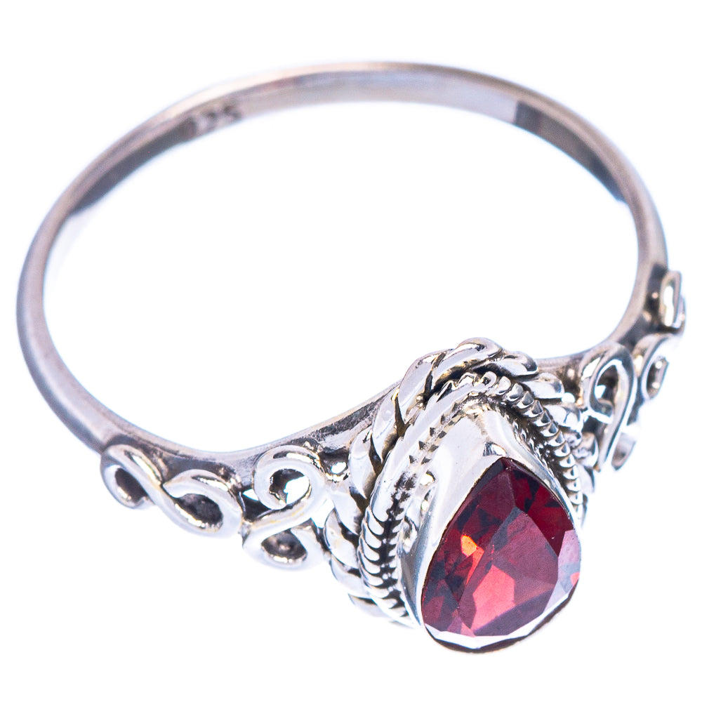 Garnet Dainty Ring Size 7.5 (925 Sterling Silver) R1021