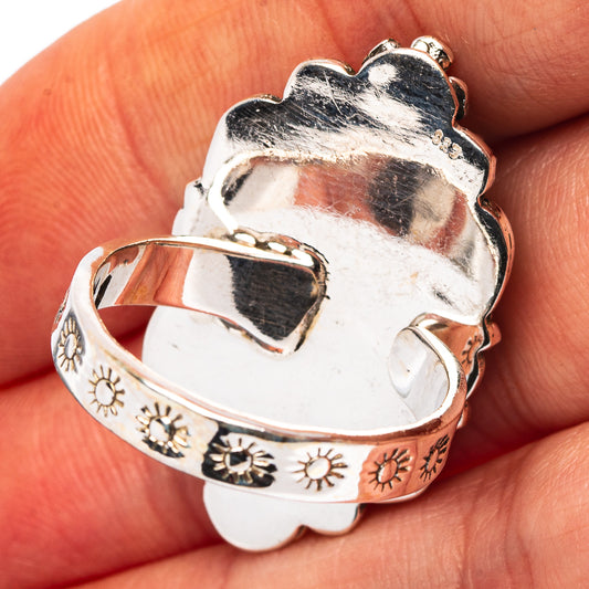 Exclusive Southwestern Style Hubei Turquoise Ring Size 9 Adjustable (.925 Sterling Silver)