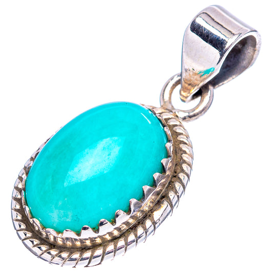 Amazonite Native Style Pendant 1 1/8" (.925 Sterling Silver)