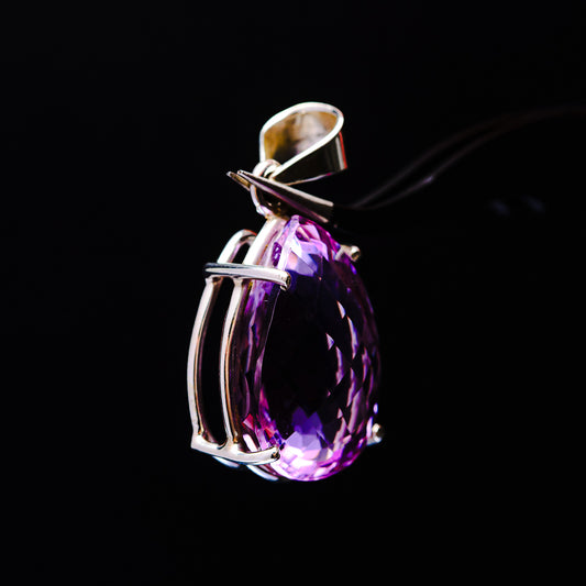 20.31ct Faceted Brazilian Amethyst Pendant 1 3/8" (.925 Sterling Silver)