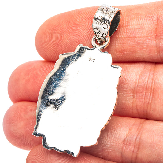 Exclusive Southwestern Style Hubei Turquoise Pendant 1 3/4" (.925 Sterling Silver)